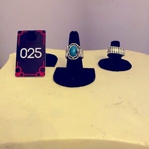 This silver and turquoise ring is a show stopper! The stone is set in 2 flowers.